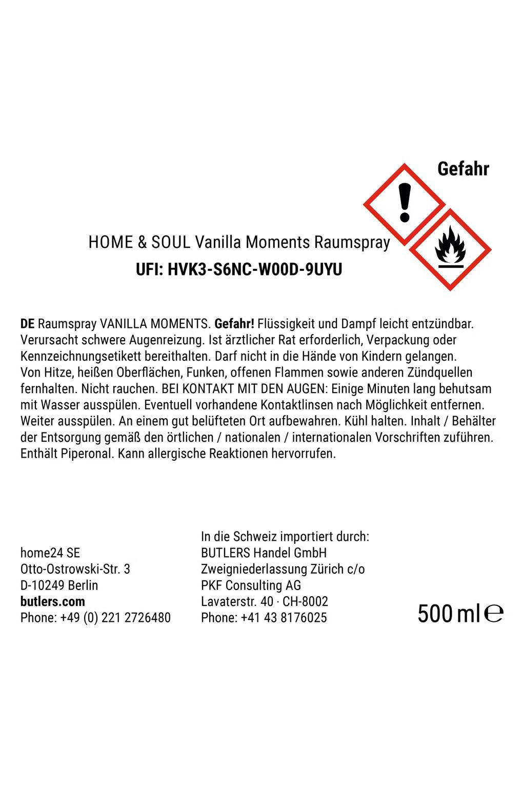Спрей для помещения BUTLERS HOME & SOUL Vanilla Moment, прозрачный. Фото 5.