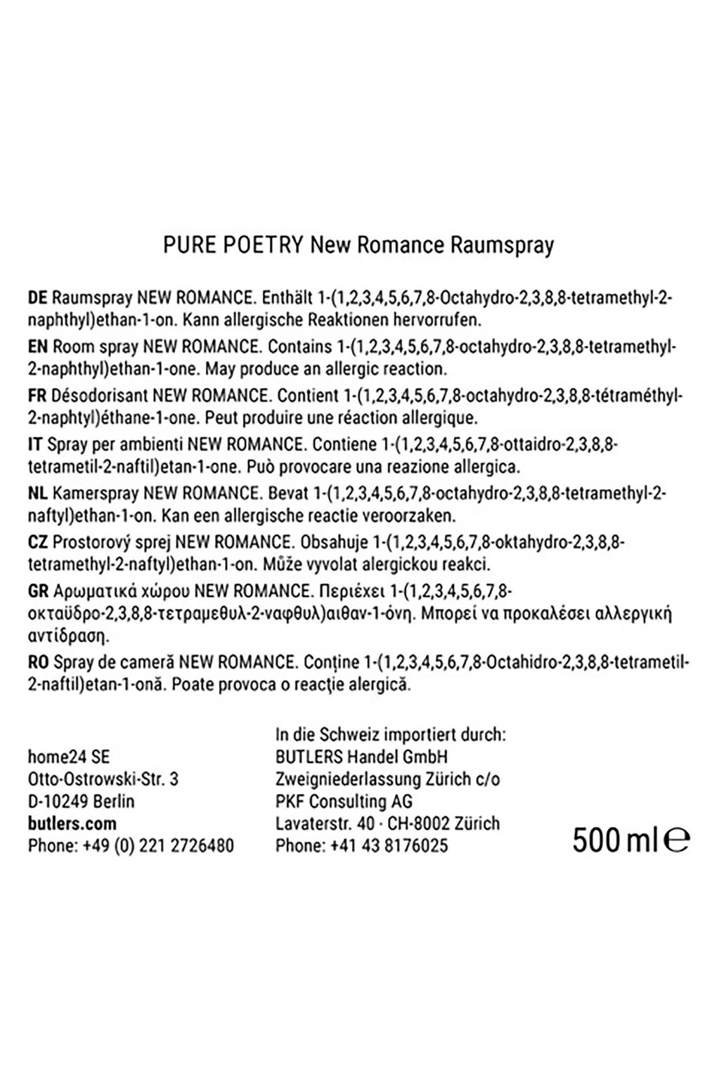 Спрей для помещения BUTLERS PURE POETRY New Romance, розовый. Фото 3.