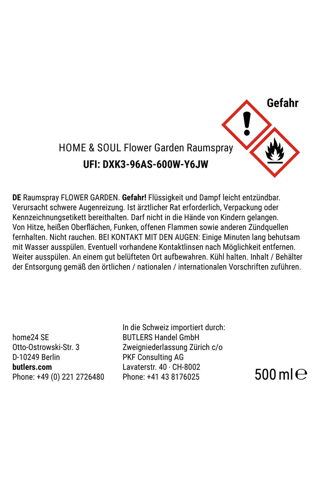 Спрей для помещения BUTLERS HOME & SOUL Цветочный сад, прозрачный. Фото 5.