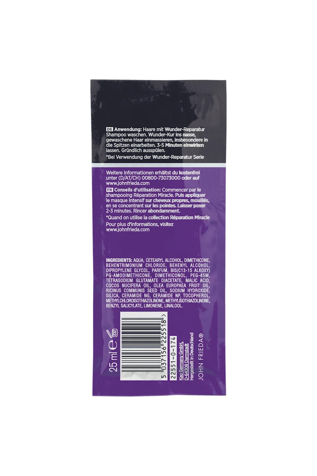 Маска для волос John Frieda Haarkur Frizz Ease Wunder-Kur Sachet. Фото 2.
