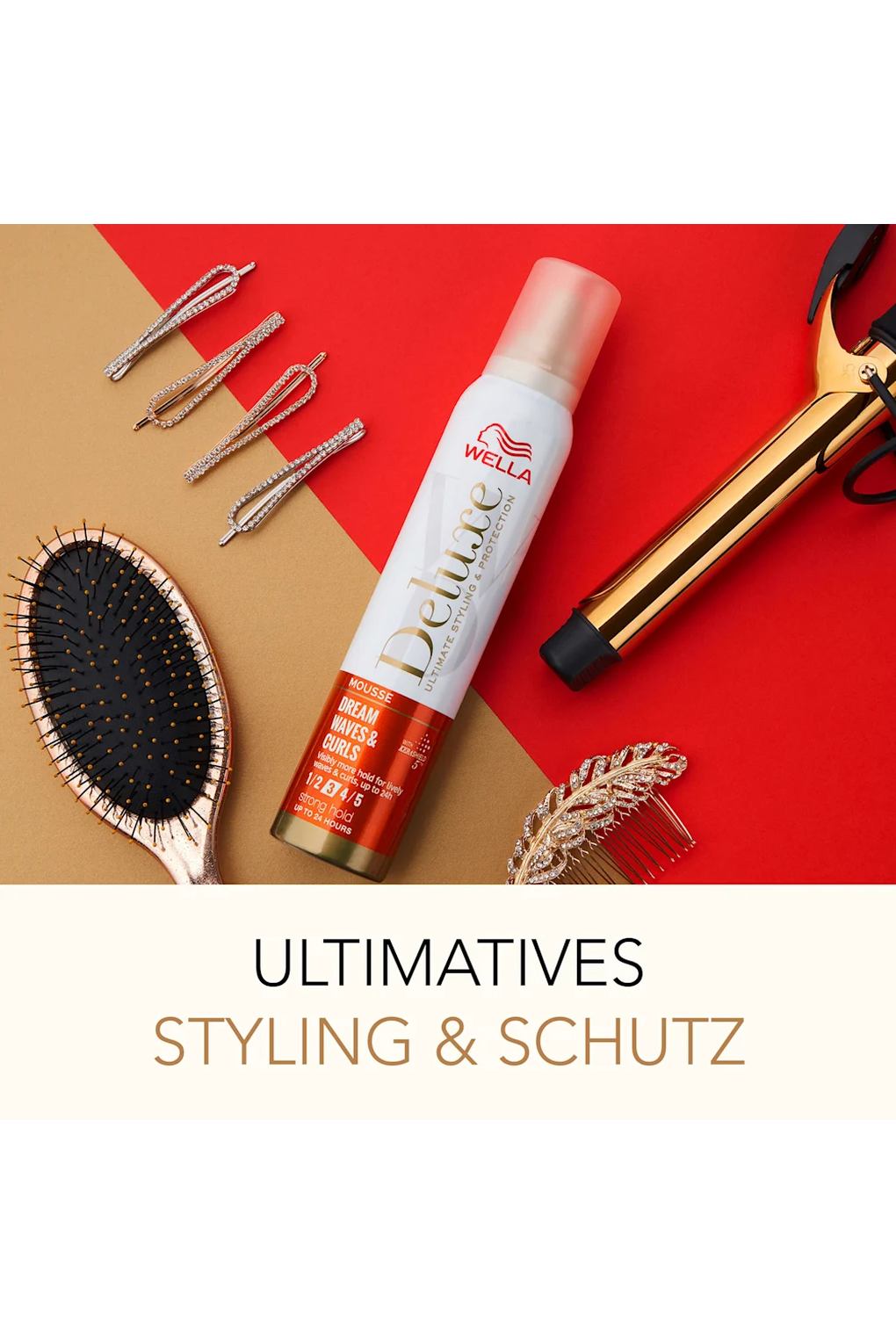Мусс для волос WELLA Deluxe Schaumfestiger Traum Wellen & Locken Stark. Фото 2.