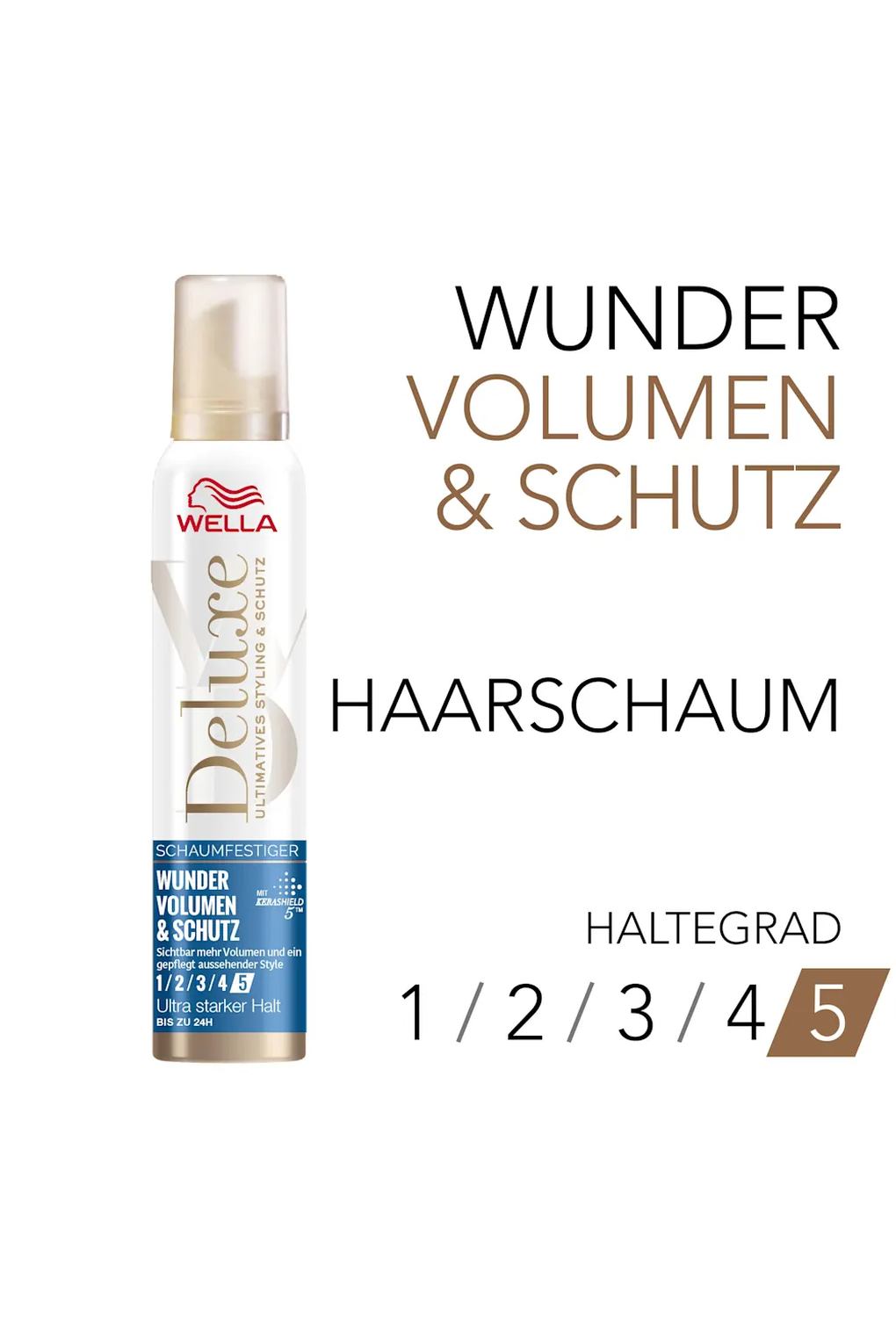 Мусс для волос WELLA Deluxe Schaumfestiger Wunder Volumen & Schutz ultra stark. Фото 6.