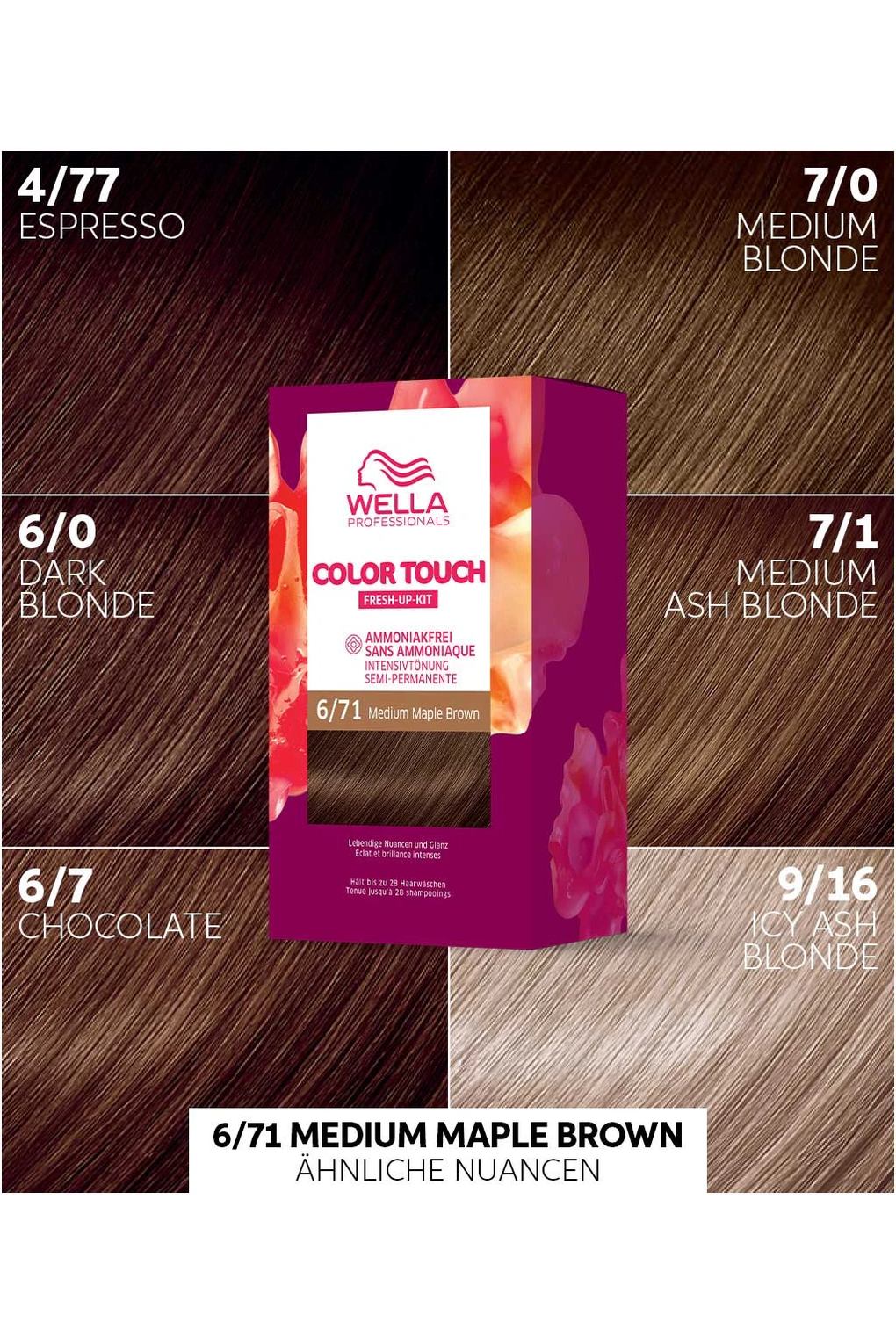 Набор для окрашивания волос Wella Professionals Color Touch Fresh-Up, 130 мл № 6/71 Medium Maple Brown. Фото 6.
