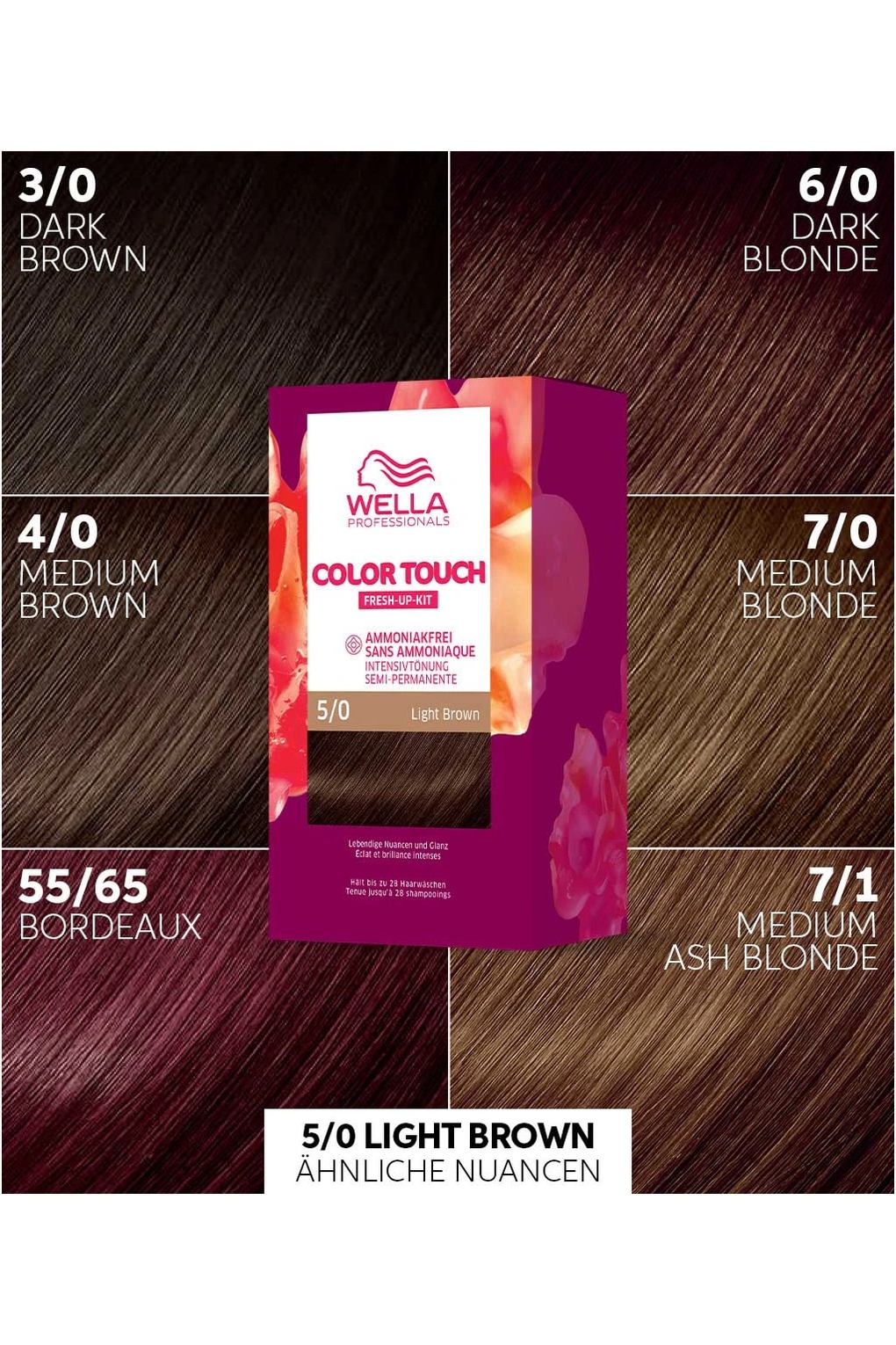 Набор для окрашивания волос Wella Professionals Color Touch Fresh-Up, 130 мл № 5/0 Светло-коричневый. Фото 6.