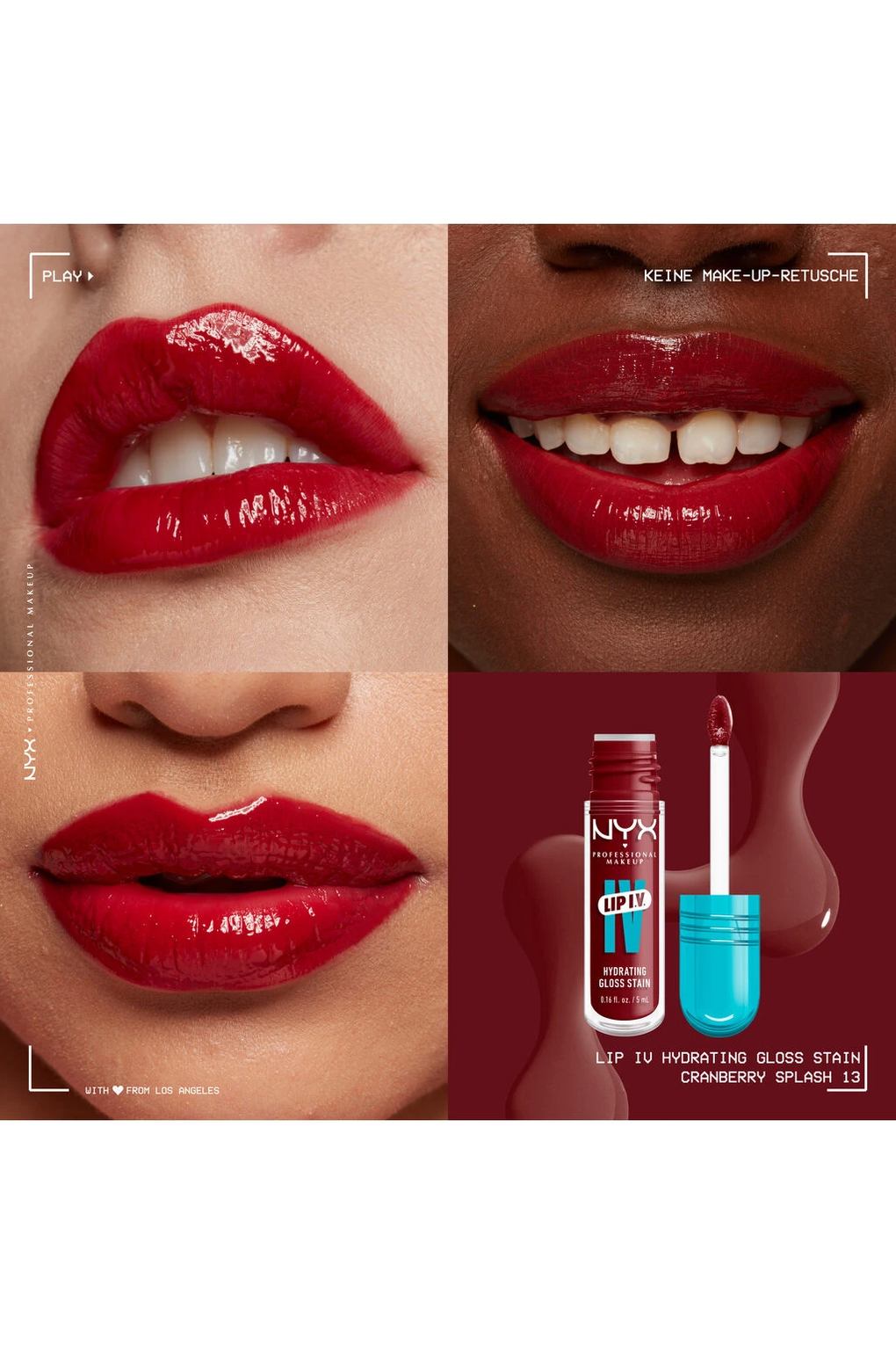 Увлажняющий блеск для губ Lip I.V. Hydrating Gloss Stain Lip Gloss, 5 мл Клюквенный всплеск. Фото 3.