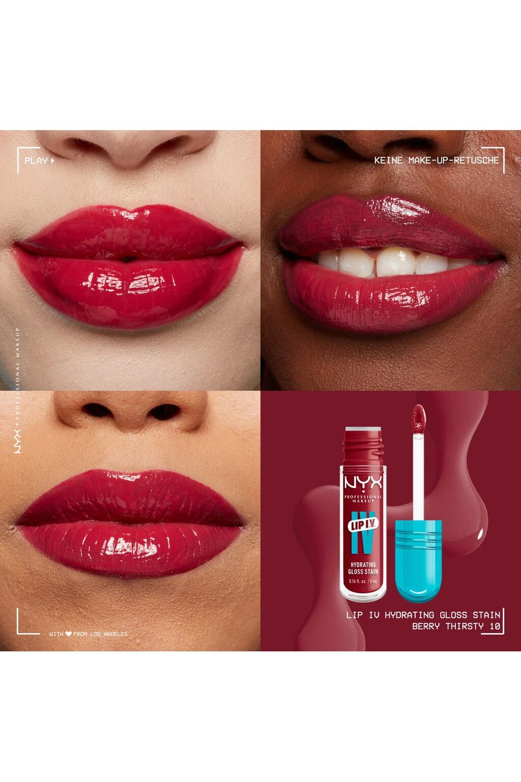 Увлажняющий блеск для губ Lip I.V. Hydrating Gloss Stain Lip Gloss, 5 мл Berry Thirsty. Фото 3.