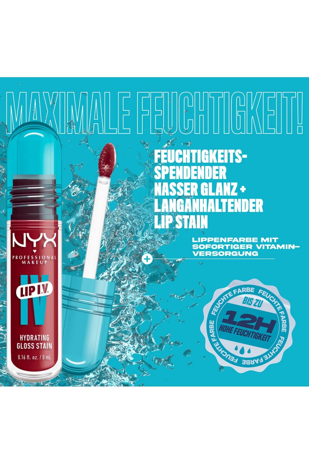 Увлажняющий блеск для губ Lip I.V. Hydrating Gloss Stain Lip Gloss, 5 мл Berry Thirsty. Фото 5.