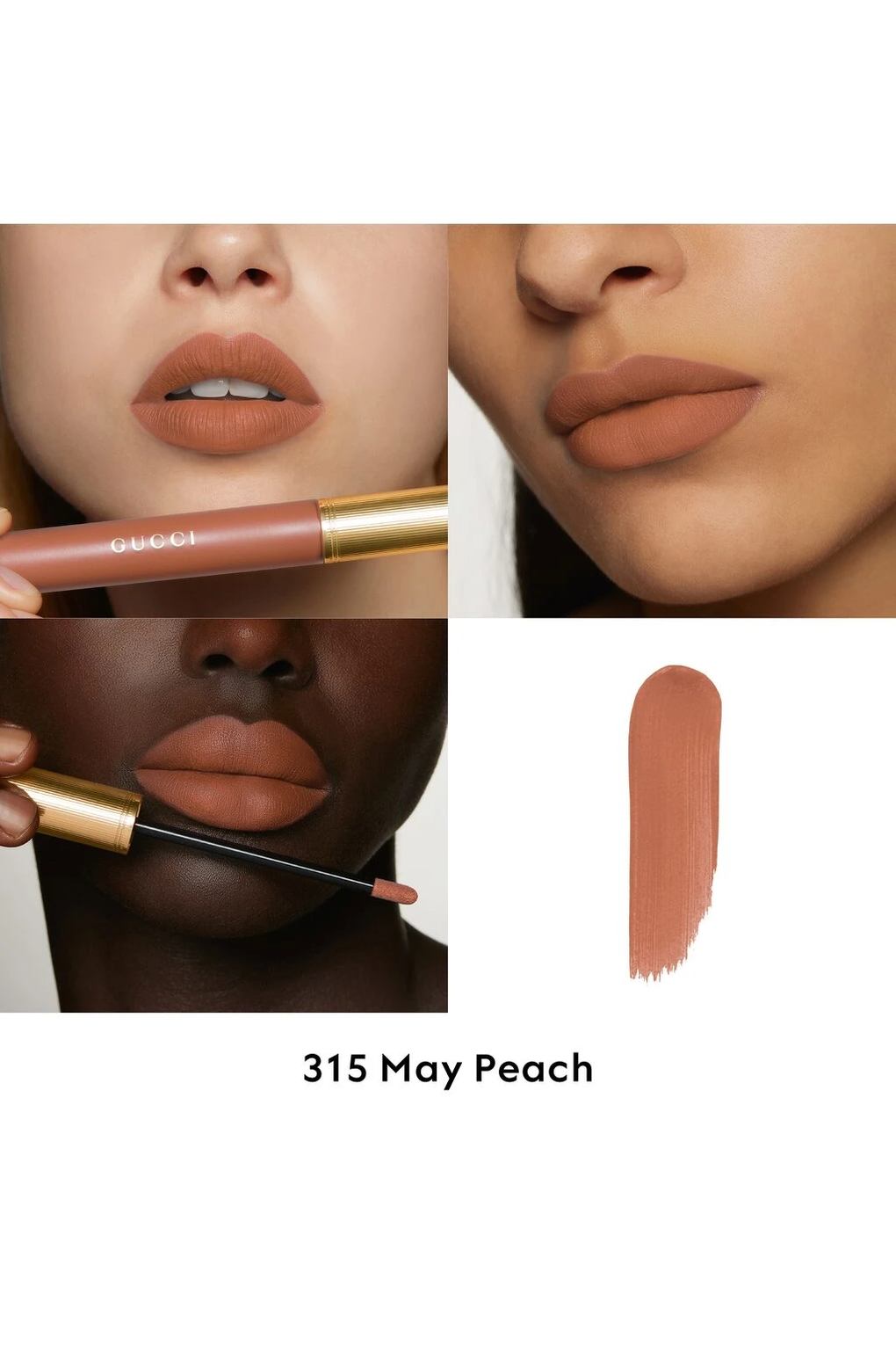 Gucci Rouge L vres Liquide Matte Lipstick Жидкая губная помада, 6,5 мл №. 315 - Майский персик. Фото 3.