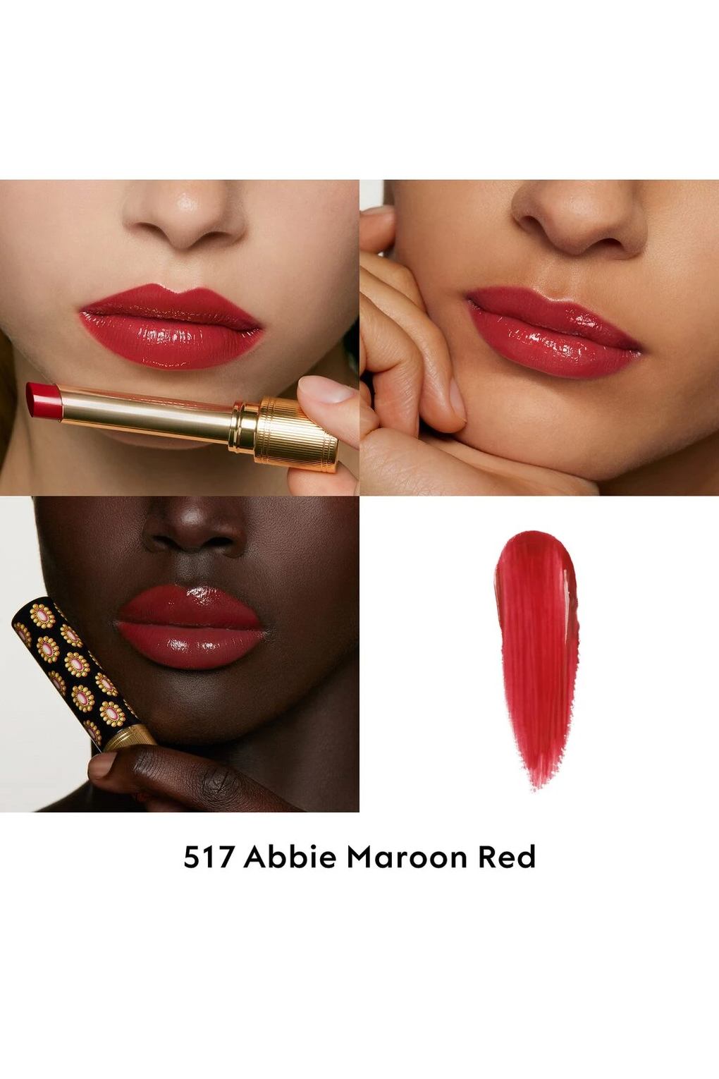Губная помада Gucci Rouge de Beaute Brillant Lipstick, 1,8 г №. 517 - Эбби Бордовый Красный. Фото 3.