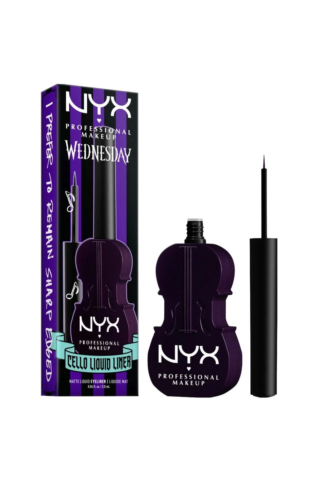 Жидкая подводка для глаз NYX Professional Makeup Wednesday Cello Vivid Matte Purple, 2 мл фиолетовый. Фото 3.