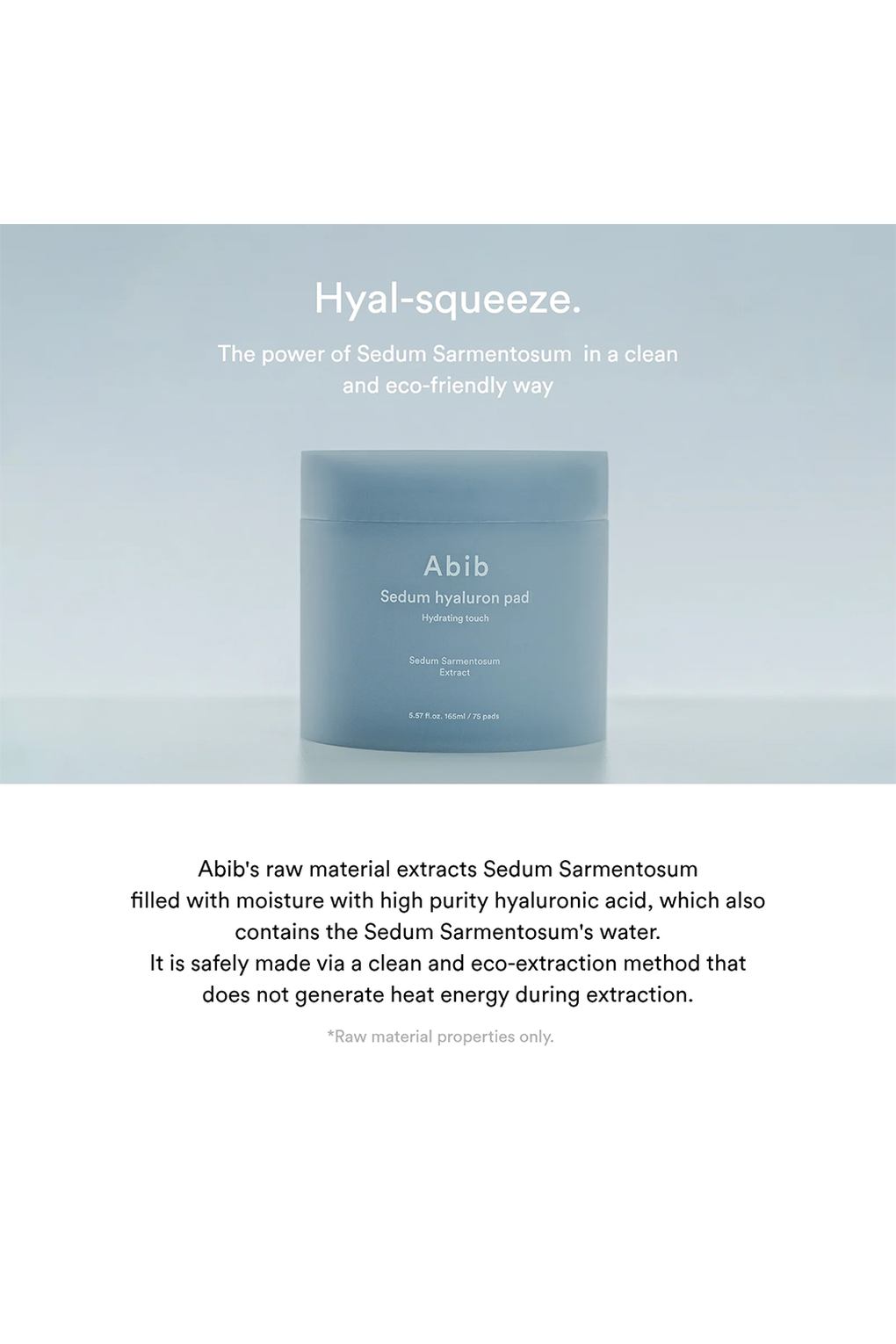 Увлажняющие подушечки для лица Abib Sedum Hyaluron Pad Hydrating Touch, 165мл / 75шт. Фото 2.