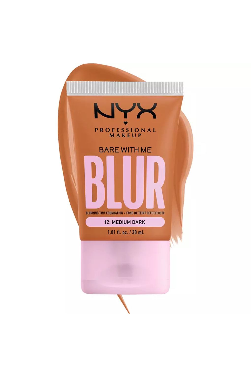 Тональная основа NYX Professional Makeup Bare With Me Blur Tint Foundation 12 Medium Dark, 30 мл. Фото 3.