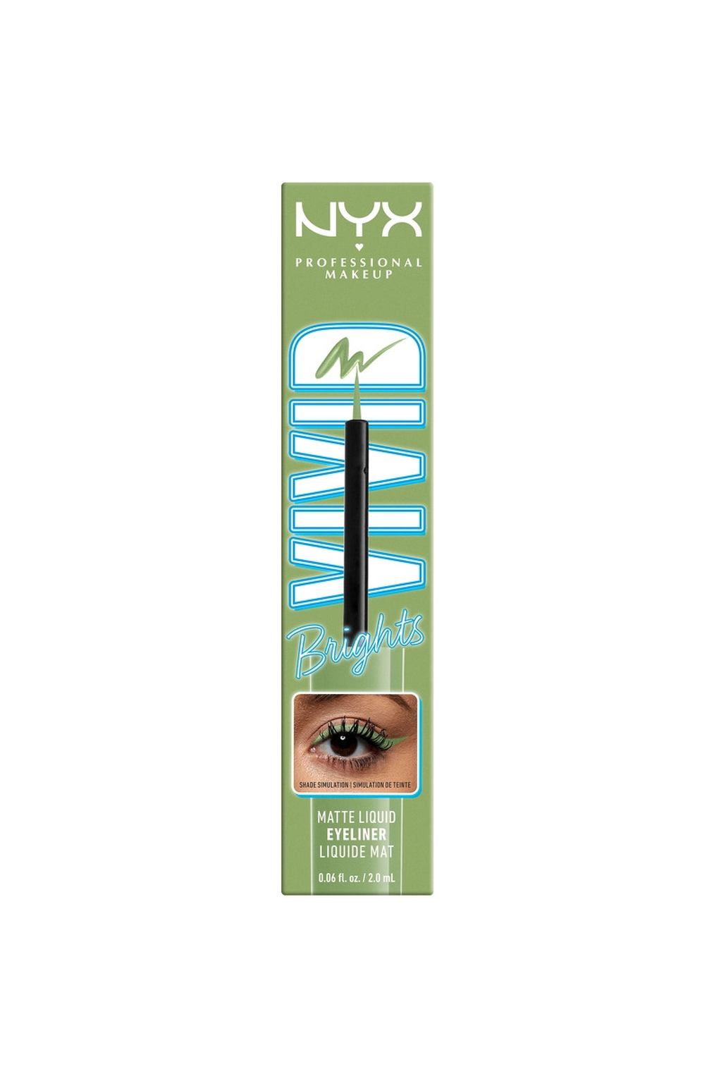 Подводка для глаз NYX Professional Makeup Up Vivid Brights Liquid Eyeliner 02 Ghosted Green, 2 мл. Фото 5.