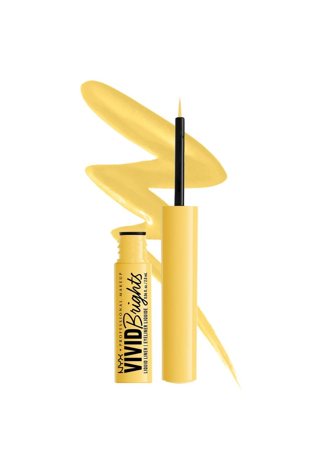 Подводка для глаз NYX Professional Makeup Up Vivid Brights Liquid Eyeliner 03 Had Me At Yellow, 2 мл. Фото 3.