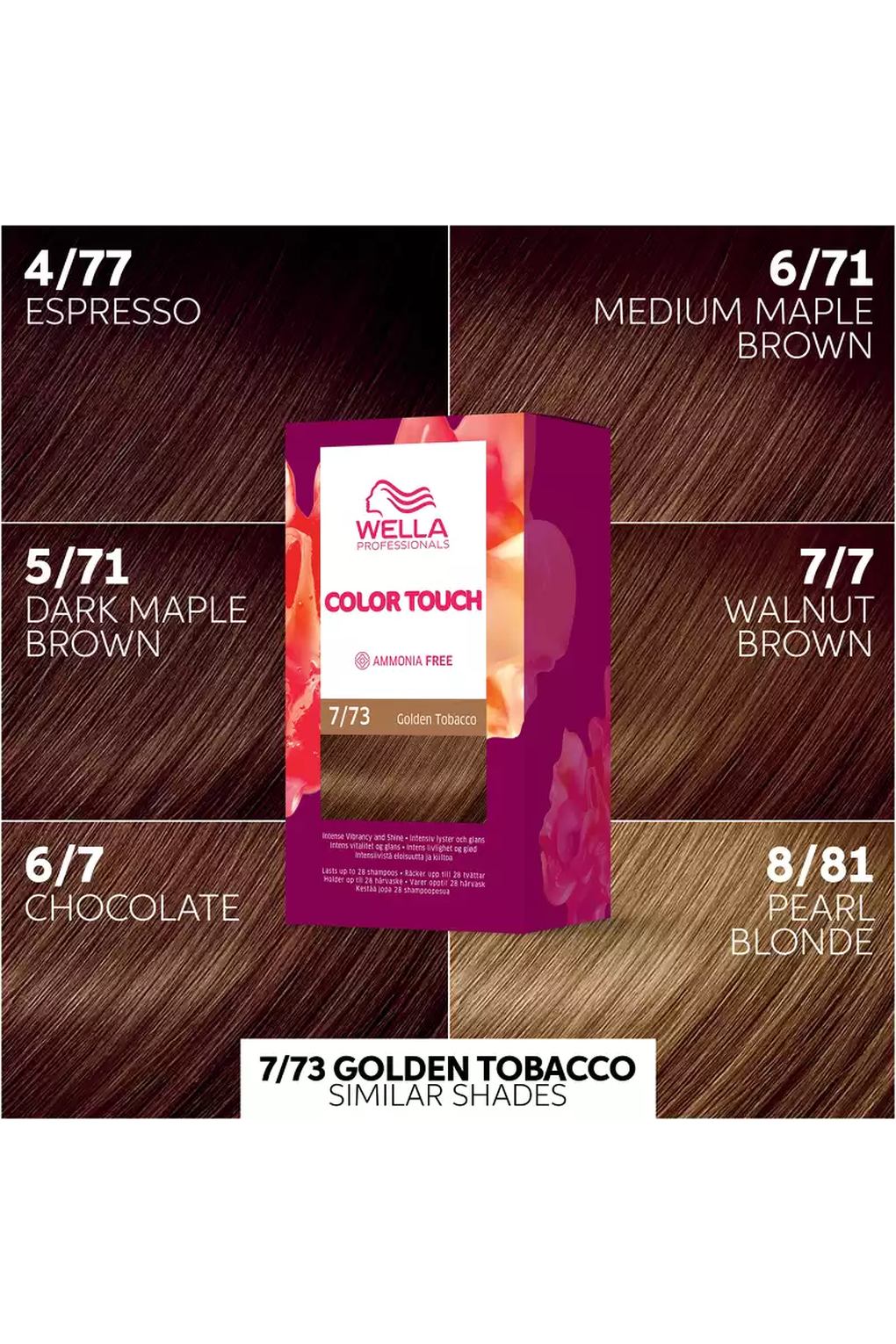 Краска для волос Wella Color Touch Deep Brown 7/73 Golden Tobacco, 130 мл. Фото 3.