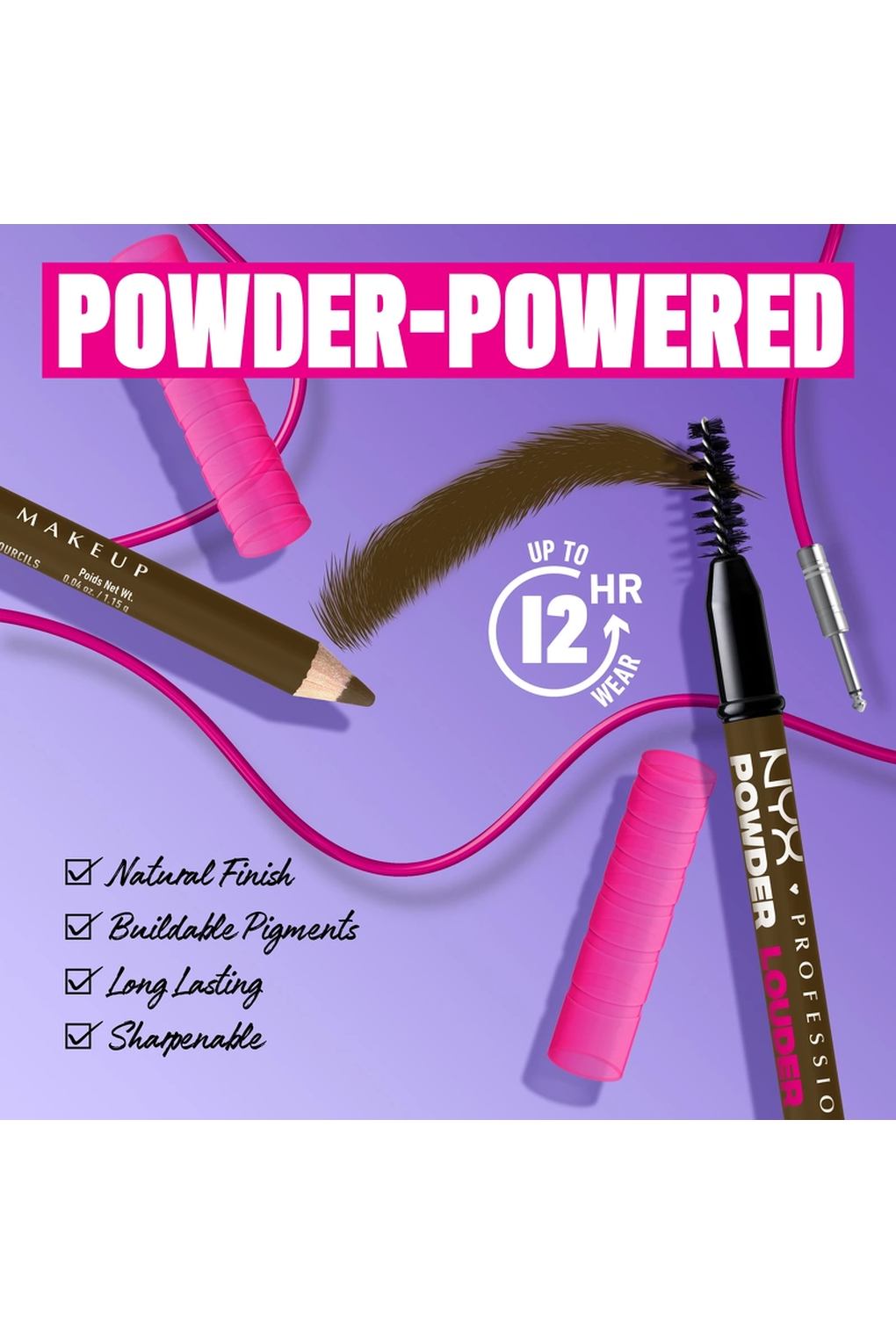 Карандаш для бровей NYX Professional Makeup Powder Louder Brow Pencil 04 Black Cherry, 1,15 г. Фото 3.