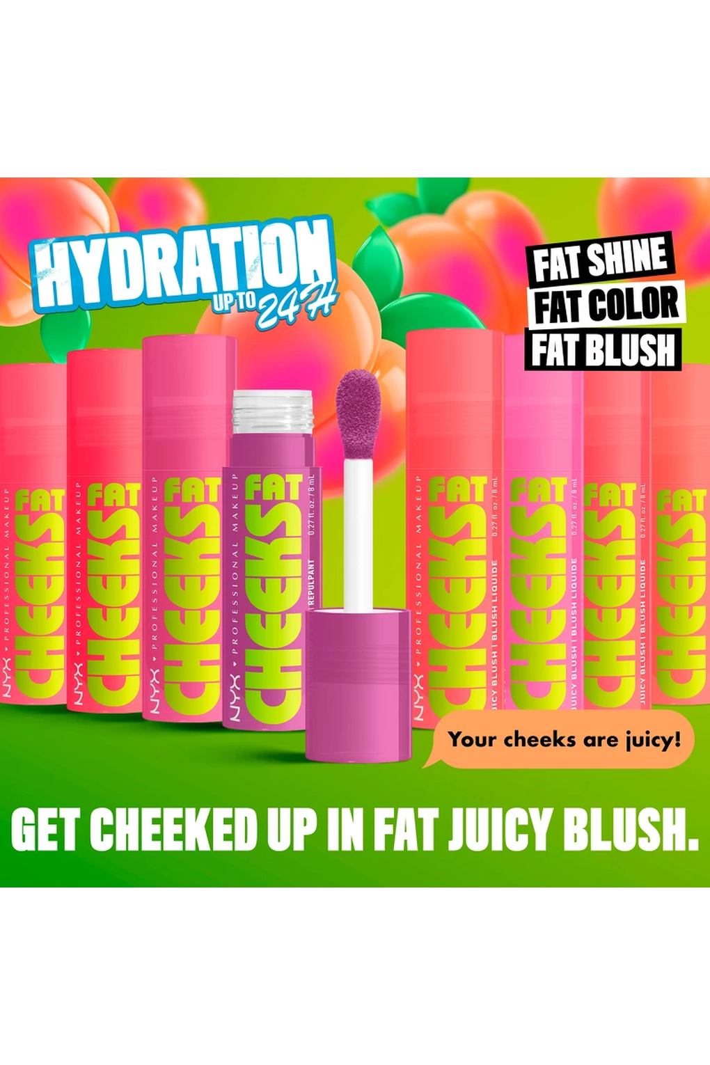 Румяна NYX Professional Makeup Fat Cheeks Juicy Blush 2 Fig Fizz, 8 мл. Фото 5.