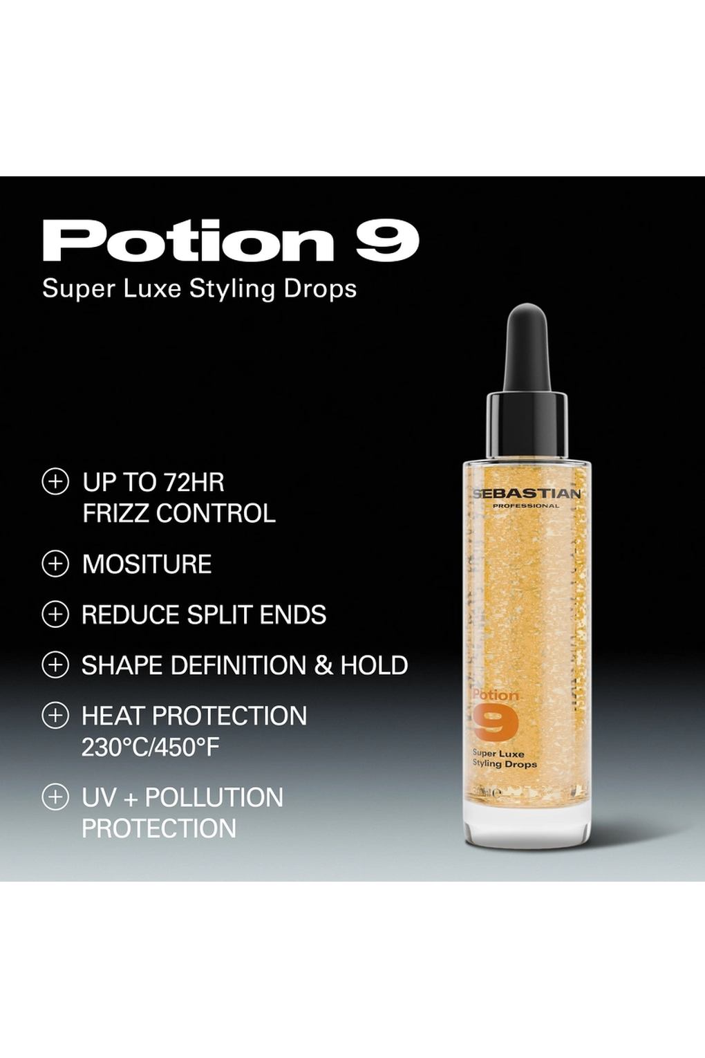 Эликсир для волос Sebastian Professional Potion 9 Super Luxe Styling Drops, 30 мл. Фото 2.