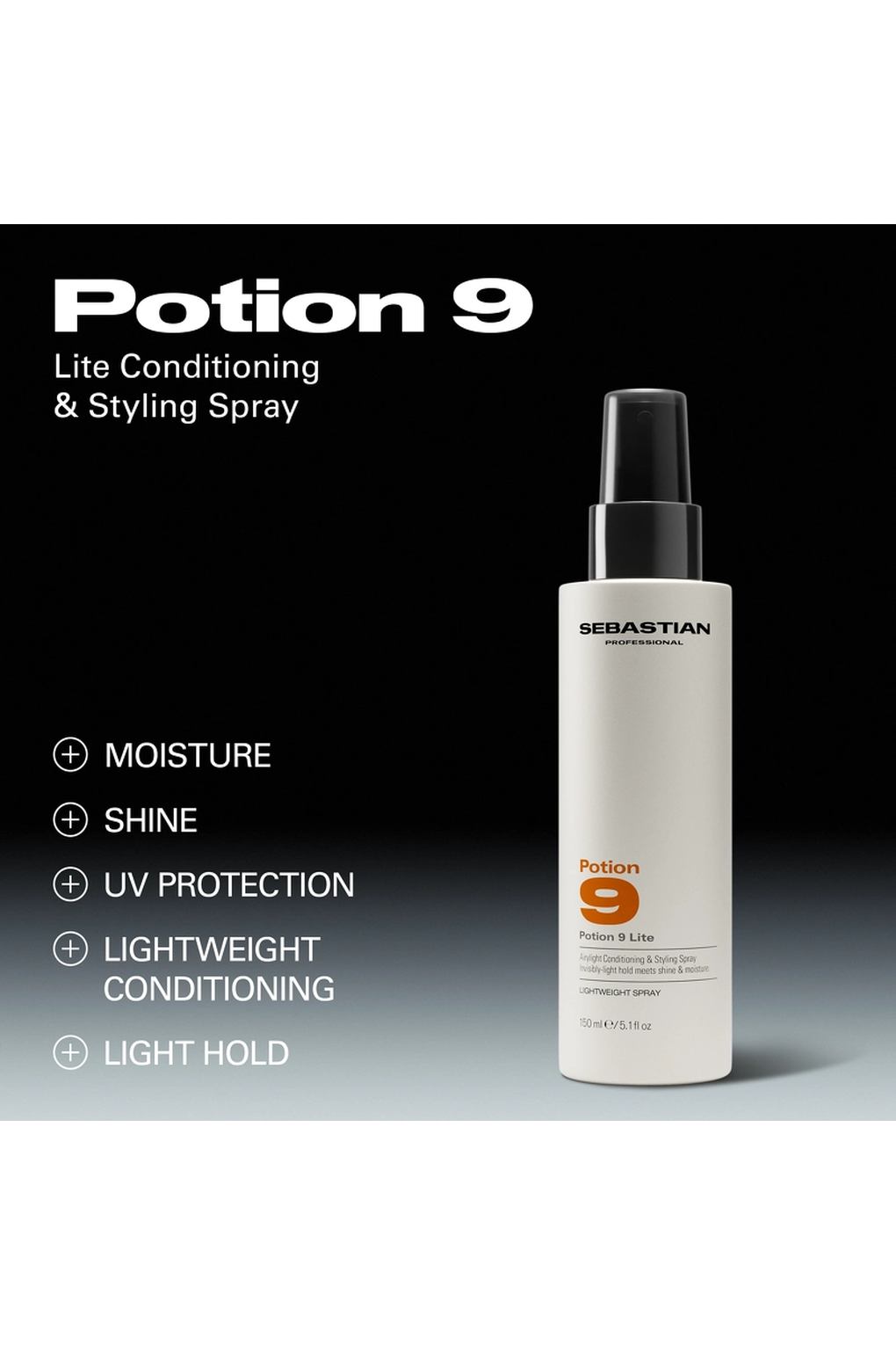 Спрей для укладки волос Sebastian Professional Potion 9 Lite Conditioning & Styling Spray, 150 мл. Фото 3.