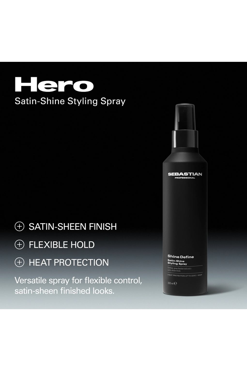 Спрей для укладки волос Sebastian Professional Shine Define Satin-Shine Styling Spray, 200 мл. Фото 2.