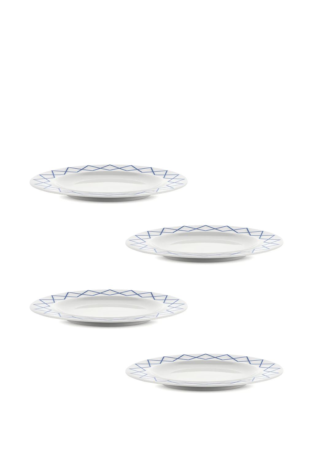 Набор из четырех десертных тарелок с геометричным узором Alessi My beaut china. Фото 2.