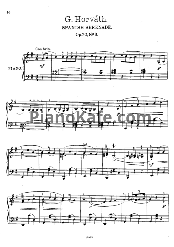 Ноты Геза Хорват - Испанская серенада (Op. 70, №3)