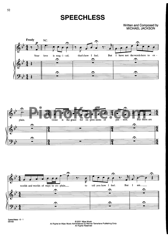 Ноты Michael Jackson - Speechless