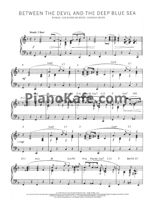 Ноты Harold Arlen - Between the devil and the deep blue sea