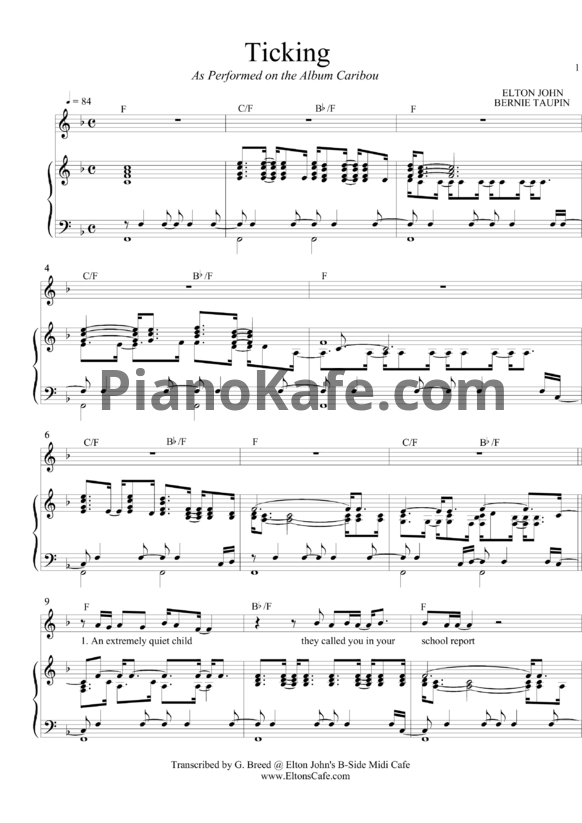 Ноты Elton John - Ticking