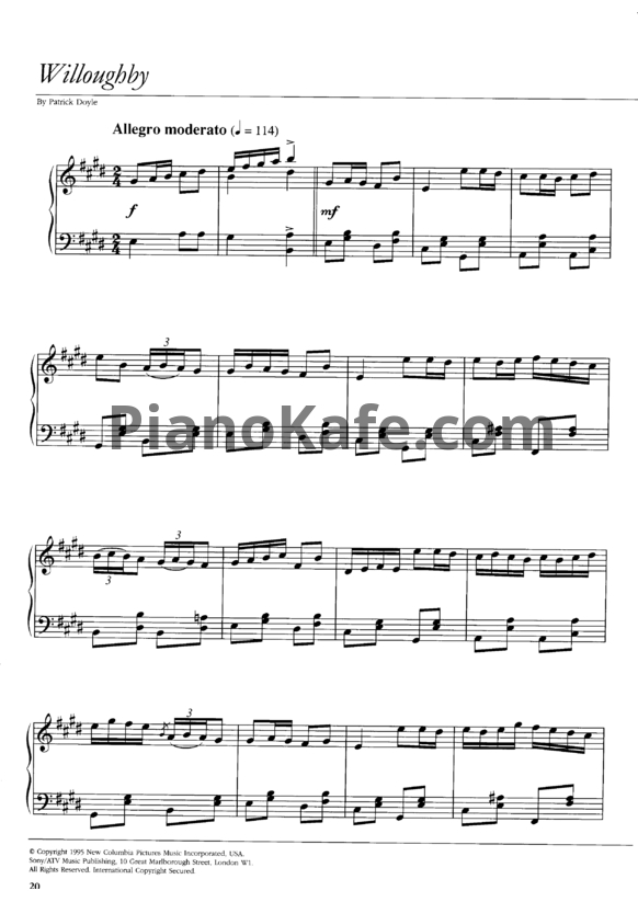 Ноты Patrick Doyle - Willoughby