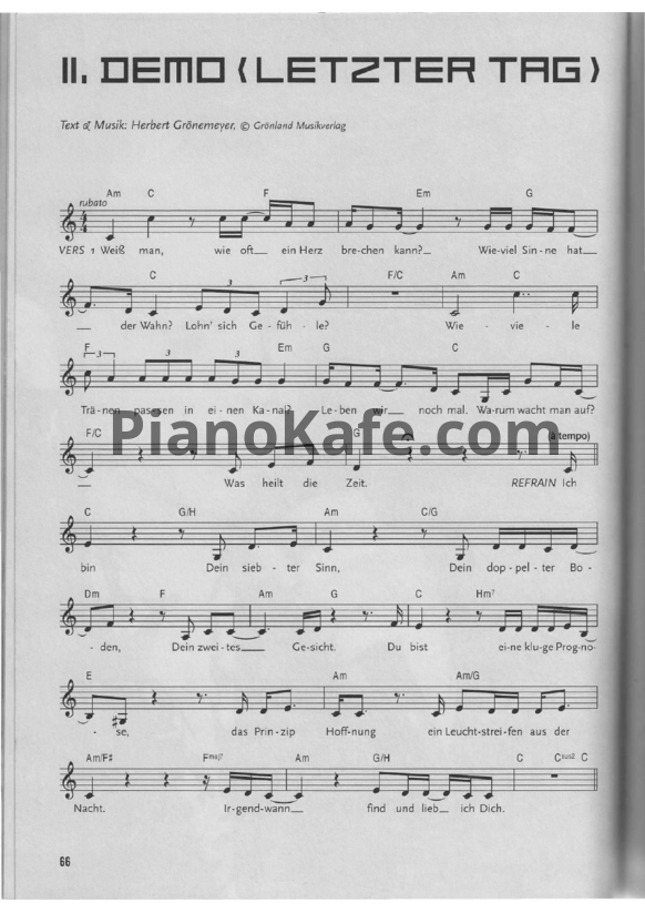 Ноты Herbert Gronemeyer - Demo (Letzter tag)