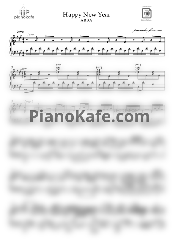 Ноты Abba - Happy New Year (Piano cover)