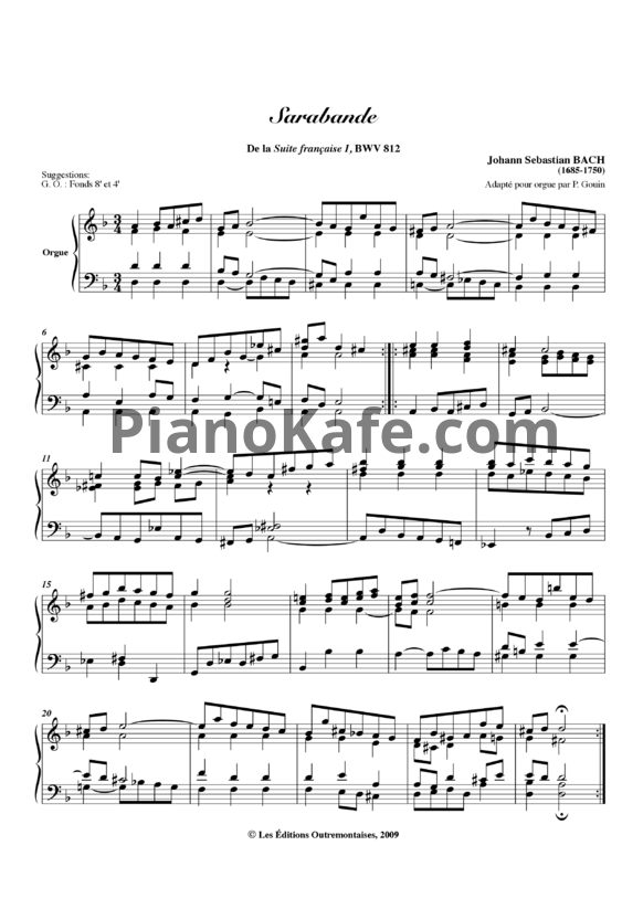 Ноты И. Бах - BWV 812: Sarabande