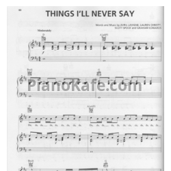 Ноты Avril Lavigne - Things I'll never say - предпросмотр