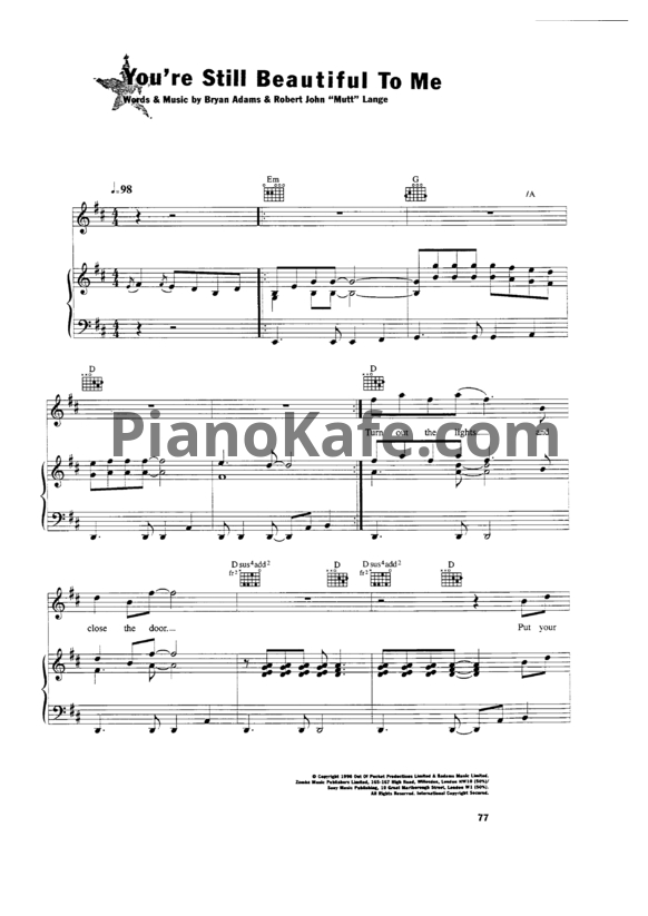 Ноты Bryan Adams - You're still beautiful to me