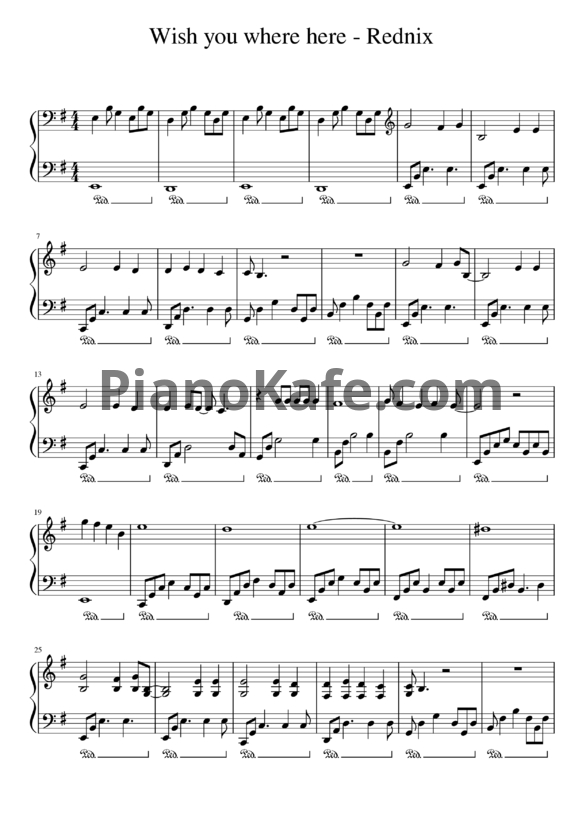 Ноты Rednex - Wish you were here (Piano cover)