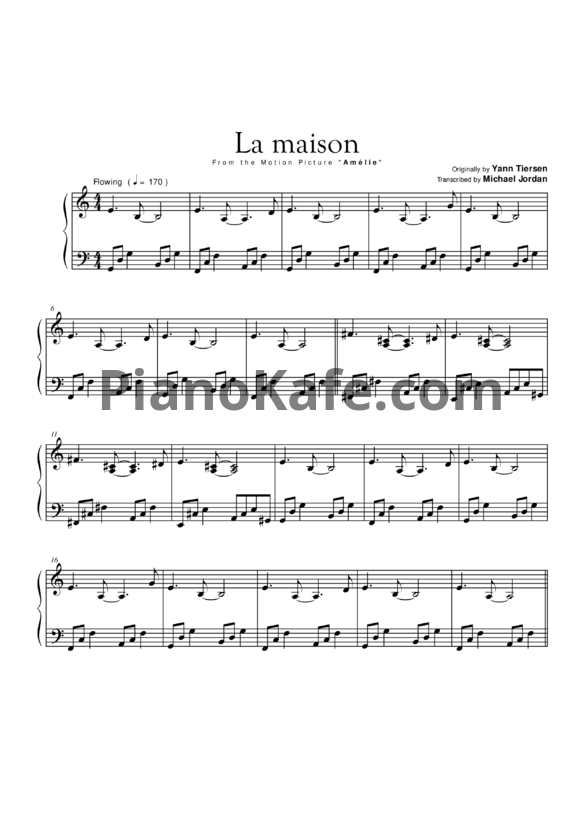 Ноты Yann Tiersen - La maison