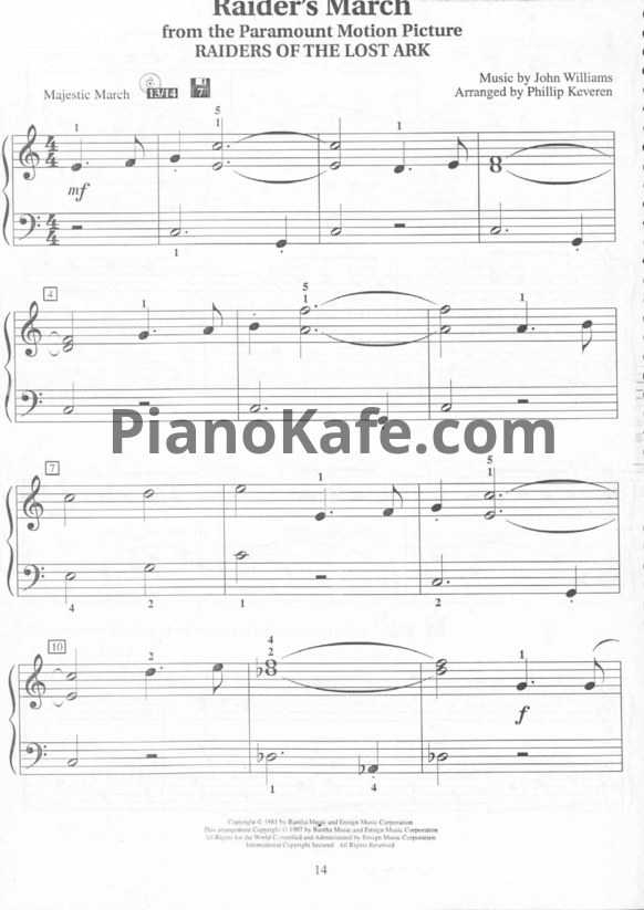 Ноты John Williams - Raider's march (Arranged by Phillip Keveren)