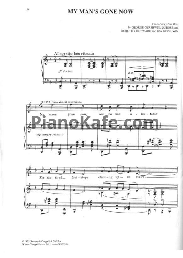 Ноты George Gershwin - My man's gone now