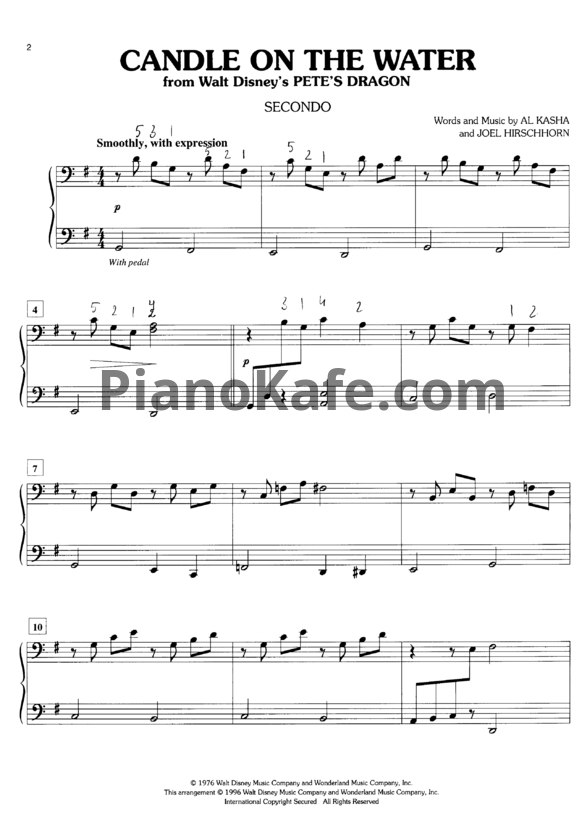 Ноты Al Kasha and Joel Hirschhorn - Candle on the water (для 2 фортепиано)