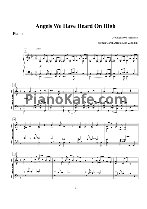 Ноты Angels we have heard on high (French carol)
