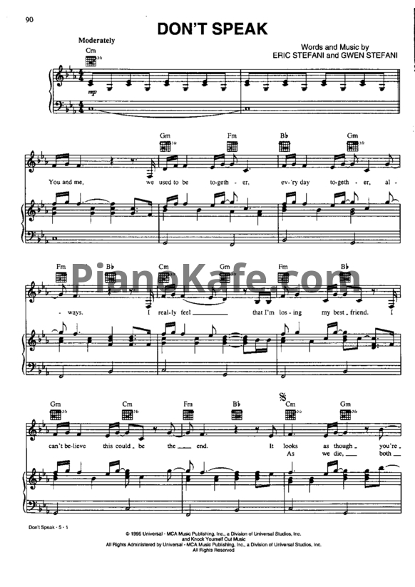Ноты No Doubt - Don't speak (PVG)