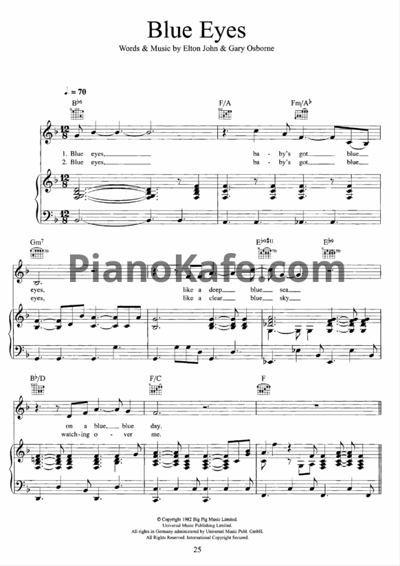 Ноты Elton John - Blue eyes (F-dur)
