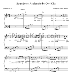 Ноты Owl City - Strawberry Avalanche - предпросмотр
