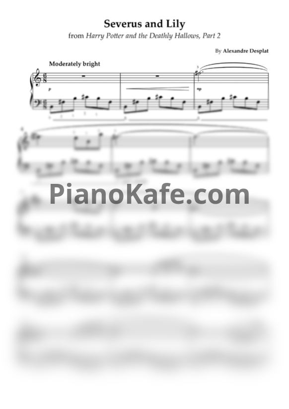 Ноты Alexandre Desplat - Severus and Lily