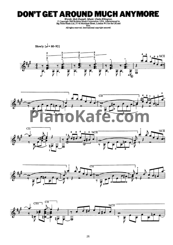 Ноты Duke Ellington - Don't  get around much anymore (Arranged for classic guitar by John Duarte)