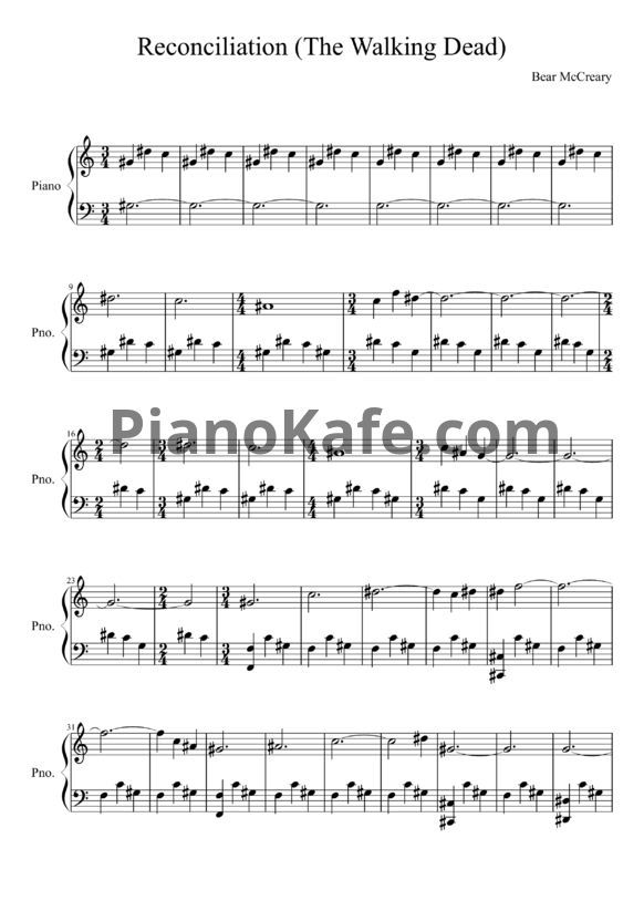 Ноты Bear McCreary - Reconciliation
