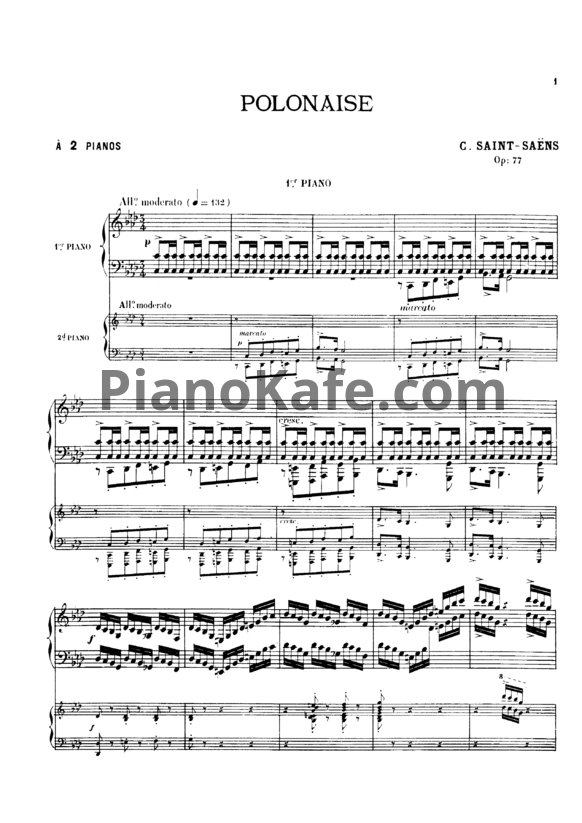 Ноты Камиль Сен-Санс - Полонез для двух фортепиано (Op. 77)