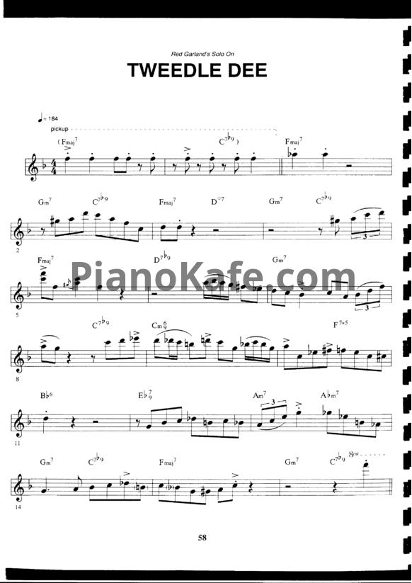 Ноты Red Garland - Tweedle dee (Piano solo)