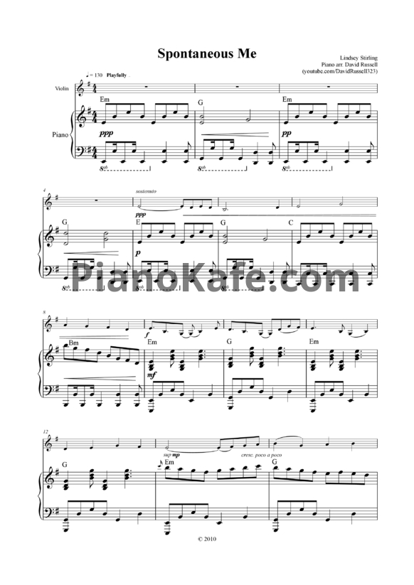 Ноты Lindsey Stirling - Spontaneous me